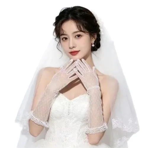 레트로 레이스 장갑 사진 소품 화이트 웨딩 신부 슈퍼 동화 손가락 장갑 여성용 폴리에스터 섬유 여름 장