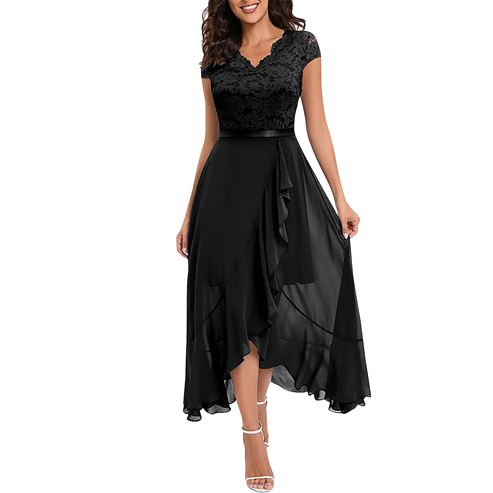 

Womens Evening Party Wedding Bridesmaid Chiffon Lace Ball Gown Long Dress ropa de mujer платье женское roupas feminina 원피스