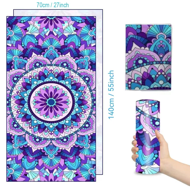 Microfiber Beach Towel Absorbent Bath towel big Quick-drying sunscreen for Adults Travel Swimming Pool Purple Flower Pattern 5