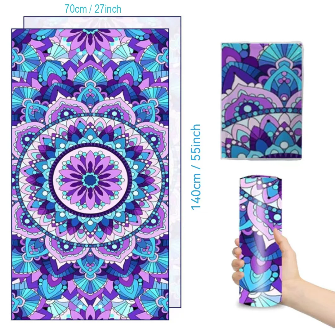 Microfiber Beach Towel Absorbent bath towel big Quick-drying sunscreen for Adults Travel Swimming Pool Purple Flower Pattern 5