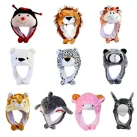 Ear Protection Cartoon Plush Moving Hat Animal Neck Warmer Movable Ears Airbag Cap Animal Earflap Hat Cosplay Party 1