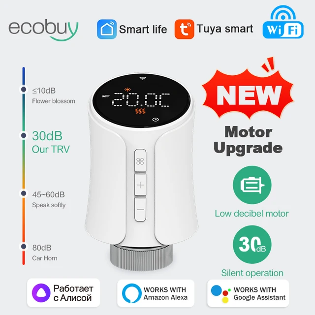 ใหม่ Tuya Wifi Thermostatic วาล์วหม้อน้ําเทอร์โมสมาร์ทเชื่อมต่อ Thermostatic Wifi หัววาล์ว Smart Life Alexa Google Home 1