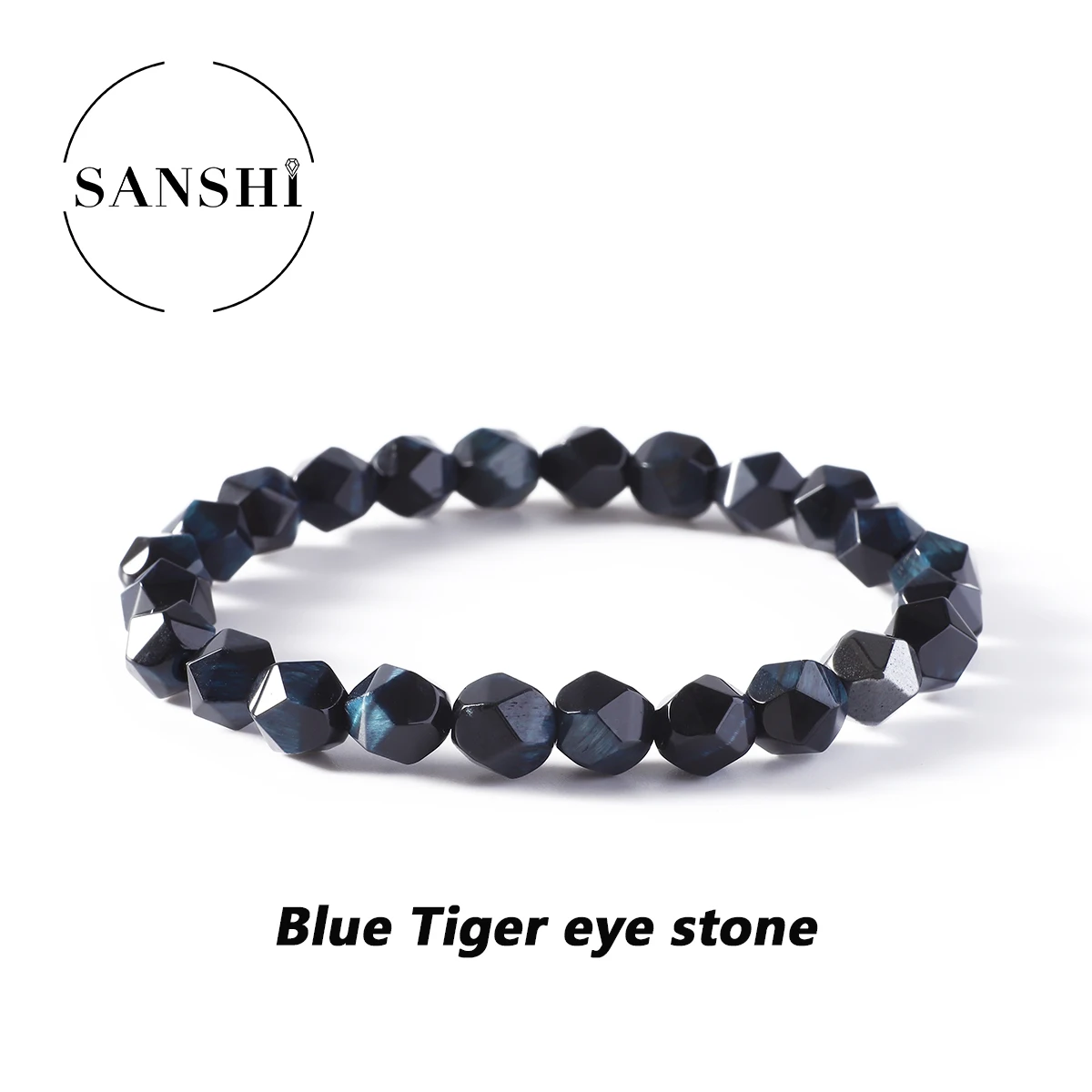 

SANSHI Natural Stone Bracelet For Women Men Amethysts Crystal Quartzs Aquamarines Jades Jewelry Agates Elastic Bangle Bracelets