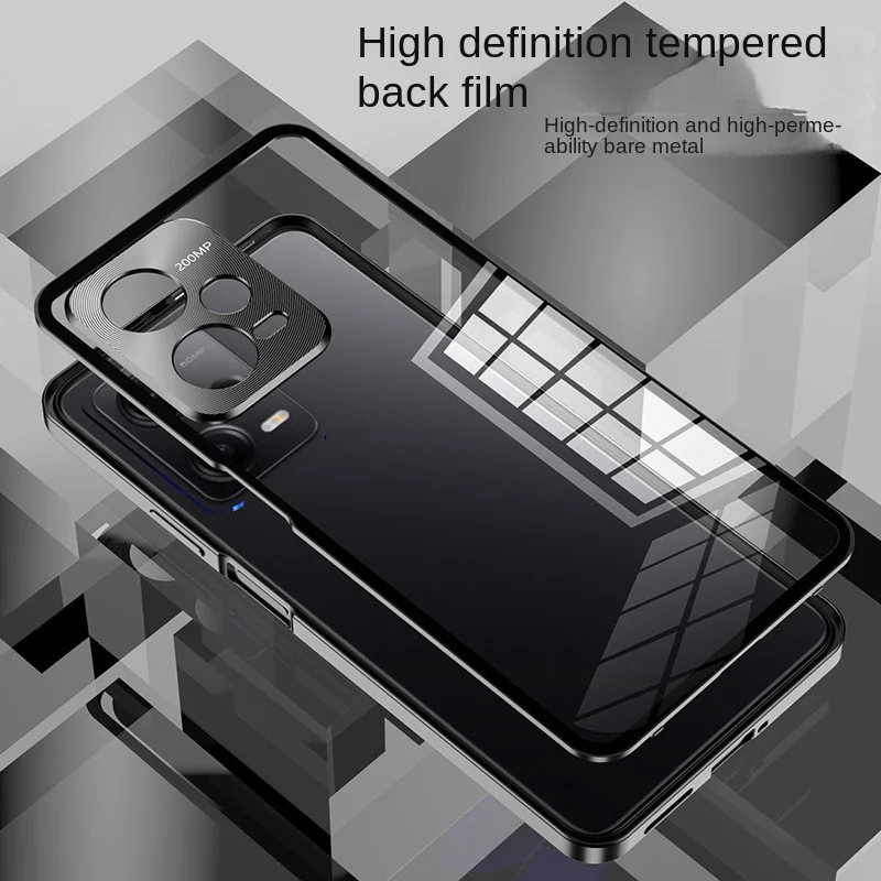 Metal Bumper with Clear Back Tempered Glass Hard Cover Case For Xiaomi Poco X5 Pro PocoX5Pro 5G with Metal Camera Lens Protector
