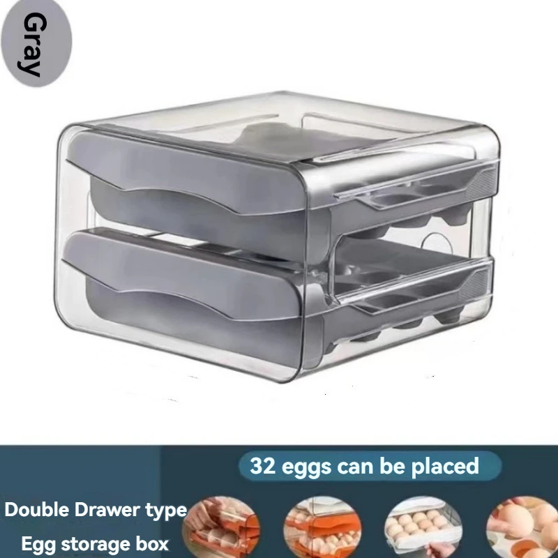 1Pc Egg Storage Box Refrigerator Drawer-Type Duck Egg Cute Double-Layer Kitchen Organization Fresh-Keeping Egg Box 6
