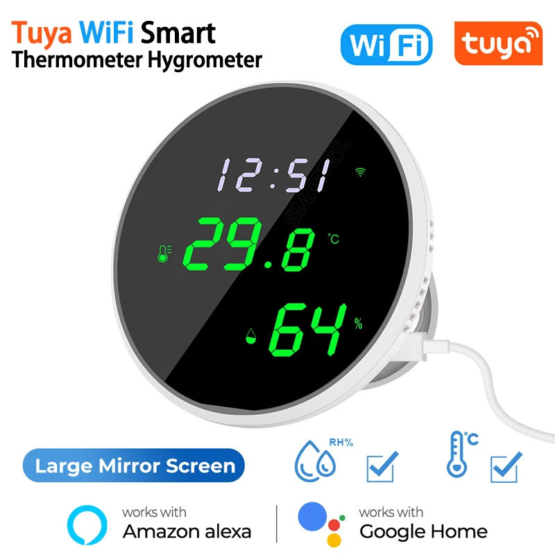 Capteur de température et humidité intelligent, Wifi, Tuya, thermomètre et  hygromètre pour maison connectée, Station météo intérieure, avec Alexa et  Google - AliExpress