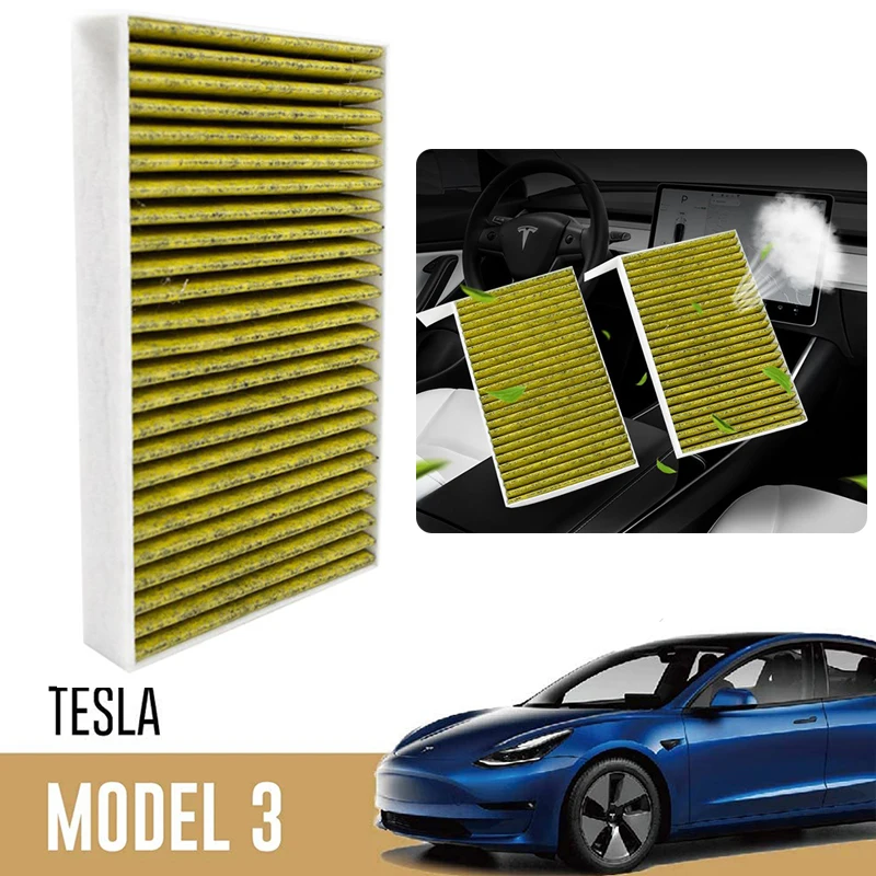 New 2021 Replacement Activated Cabin Air Filter For Tesla Model 3