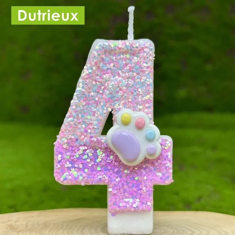 New 0-9 Digital Birthday Candles Cake Party Decoration Year's Eve Celebration DIY Cat Claw Candles Female Birthday Candles Toper