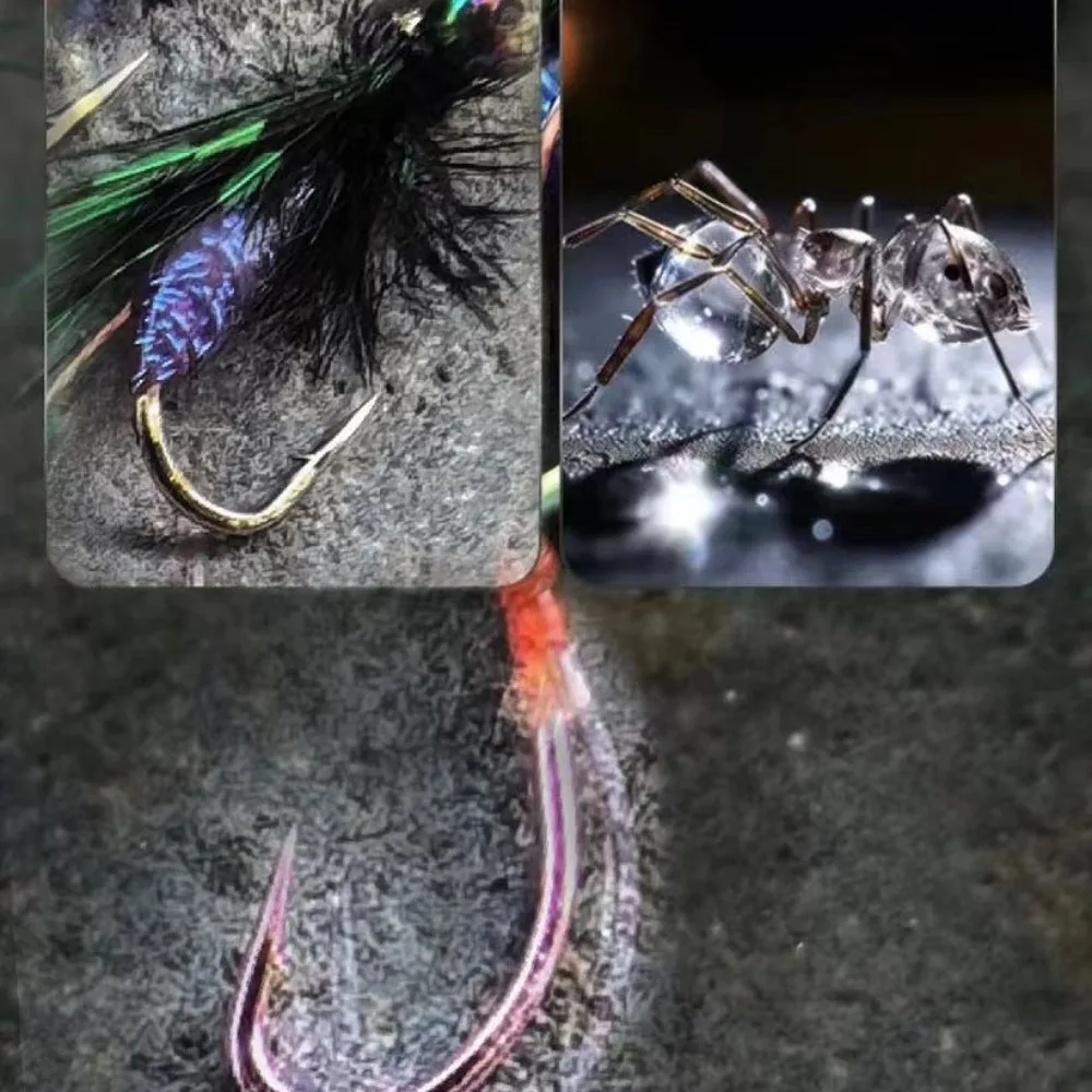 2pcs double hook Frenchie Nymph Tungsten Barbless Hooks Fly Fishing Lures Imitate Mayfly Nymphs Competition Trout Flies