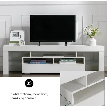 TV Stand for 65 Inch Entertainment Center White TV Stand with 16 Colors RGB Light and Remote  Living Room Bedroom, TV Stand 5