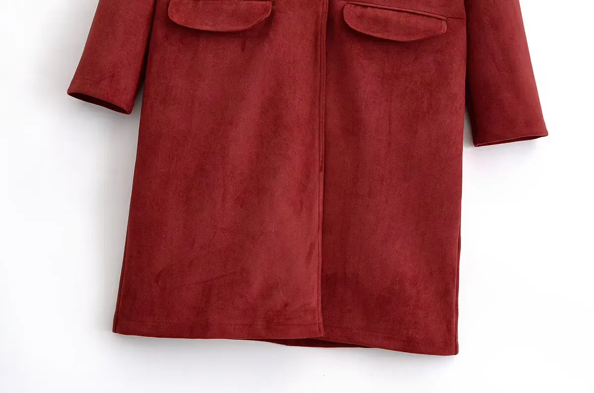 Woman Solid Suede Overcoat Female Autumn Winter Casual Long Sleeve Faur Wool Long Coat Lady Elegant Outwear Jackets Streetwear