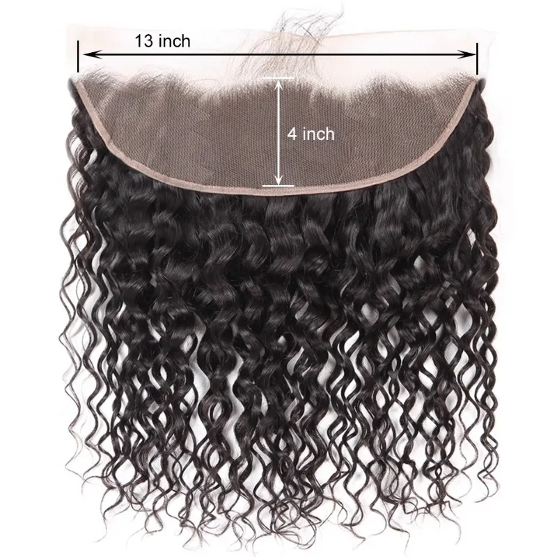 Water Wave 13x4 Lace Frontal Closure Human Hair Pre-Plucked Hairline Brazilian Virgin Hair For Women Soft and Silky Daily