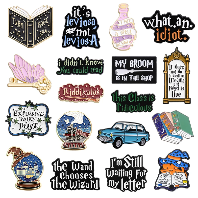 Enamel Pins Magic Fantasy Movies Enamel Pins Magic Book Spell Butterfly Key Film Inspiration Brooches Lapel Badge Jewelry Gifts for Friends