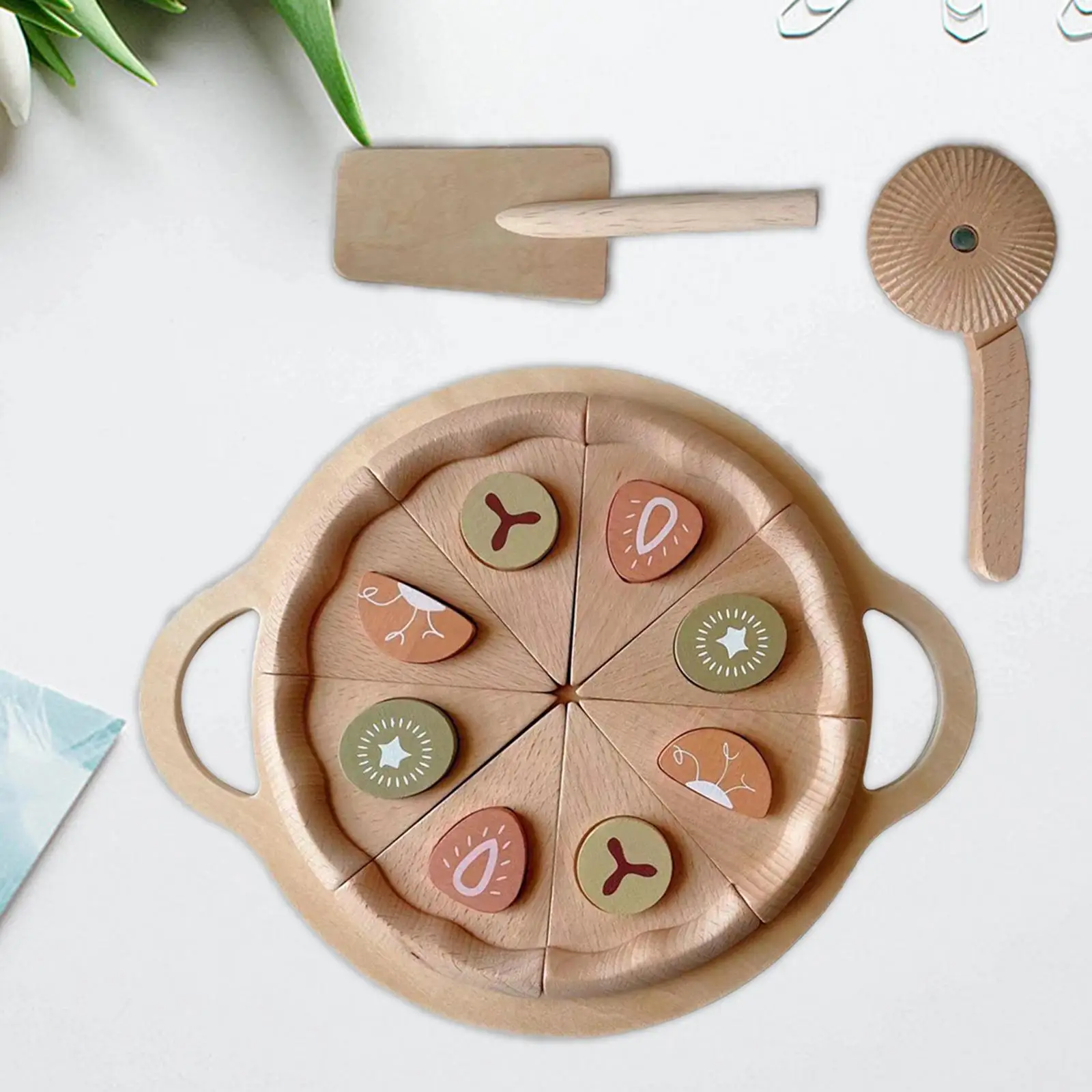 

Wooden Pizza Toy Pizza Toy Set Wood Play Toy Boys Girls Pizza Cutting Toy Ages 3+ Children Gift Pizza Play Set