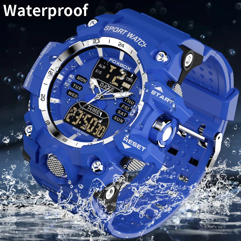 LIGE Fashion Dual Display Military Watches for Men Luxury Original Sports Chronograph Watch ​Waterproof Quartz WristWatch Clock