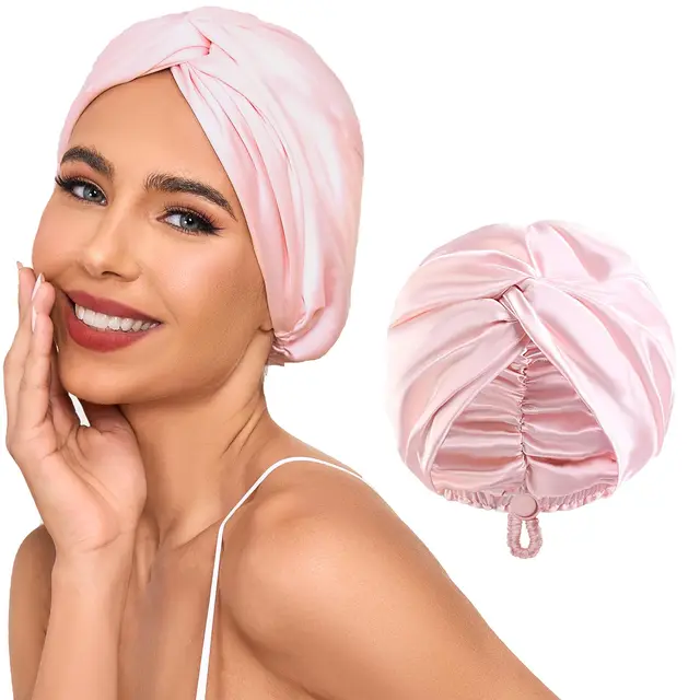 Bonnet de nuit réglable en Satin de soie pour femmes, cheveux longs bouclés, Double couche, pour dormir de nuit, bonnet de nuit unisexe 1
