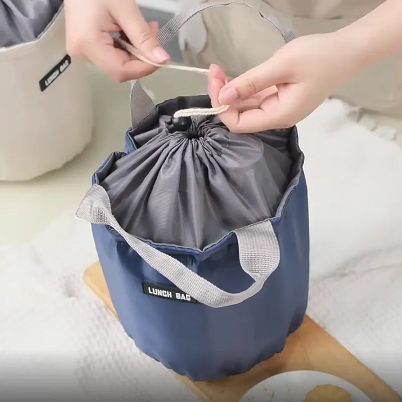 Portable Round Cooler Lunch Bag for Picnic Kids Student Women Travel Collapsible Thermal Insulated Waterproof Storage Bag Hot
