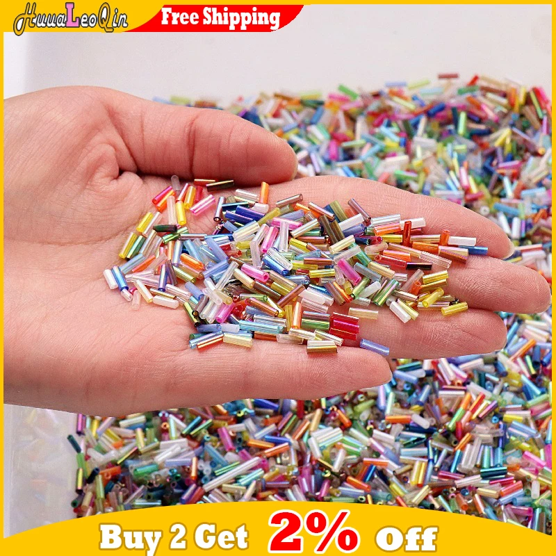 Colorful Bugles Glass Beads Tubular Loose Spacer Seed Beads 5g/10g 2x6mm for Needlework Jewelry Making DIY Garments Accessories
