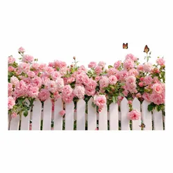 Pink Rose Floral Wall Art - Self Adhesive Decorative Stickers for Living Room, Bedroom, and Office (Pink)