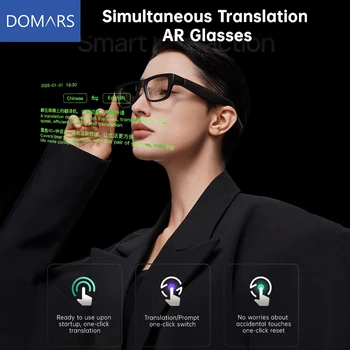 Domars AI Occhiali intelligenti con display del teleprompter AR Interpretazione simultanea Traduzione in tempo reale in più lingue
