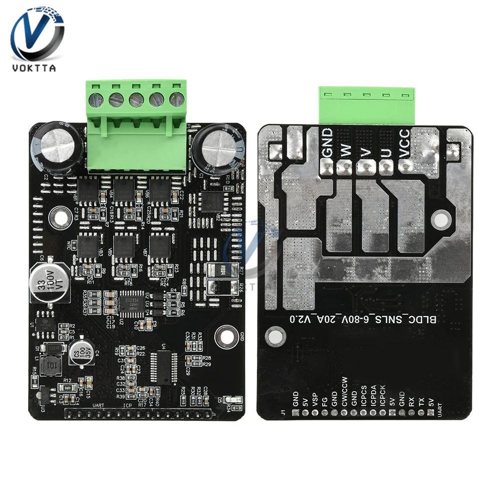 1600W 50A DC 6-80V PWM Motor Speed Controller BLDC Brushless Hall Motor Controller 6V 12V 24V 36V 48V 60V 72V Driver Board