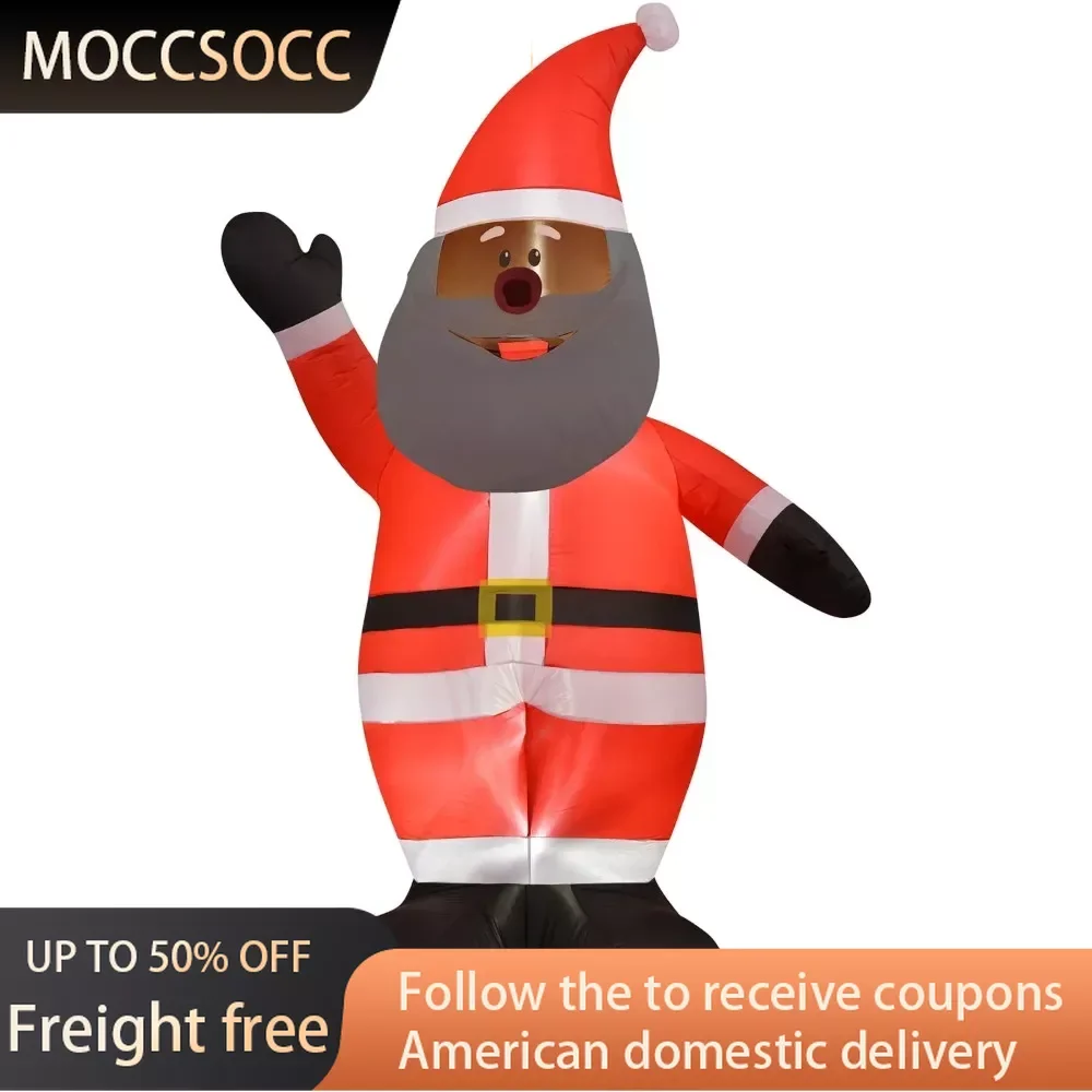 

Tall Inflatable African American Santa Claus Outdoor Christmas Yard Inflatable With Lights 144" Freight Free Decoration Outside