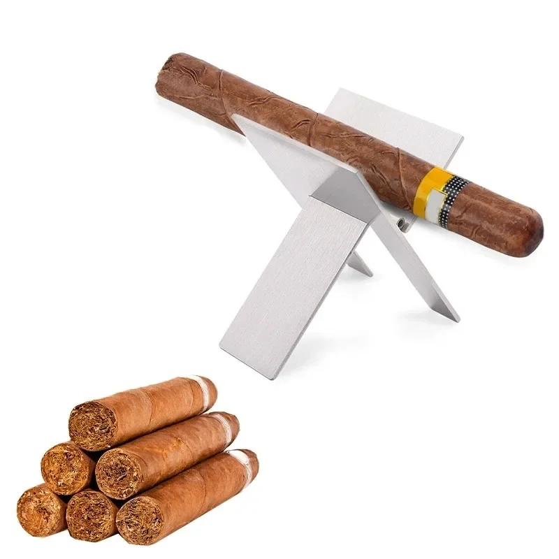 Cigar Tools Mini Folding Cigar Rack Adjustable Stainless Steel Cigar Holder Ashtray Display Stand Smoking Accessories