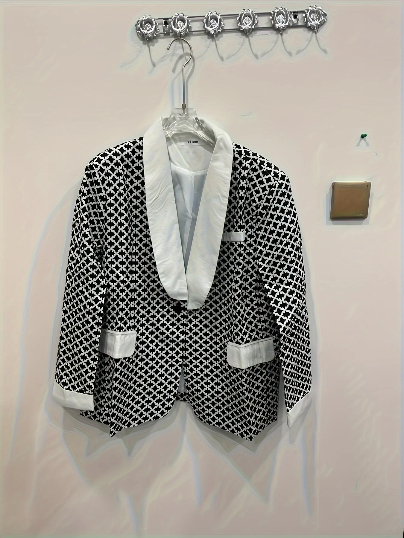 Men's Casual Blazer Jacket Slim Fit Stylish Geometric Print Design Color Block Stripes Comfortable Loose Outerwear for Business