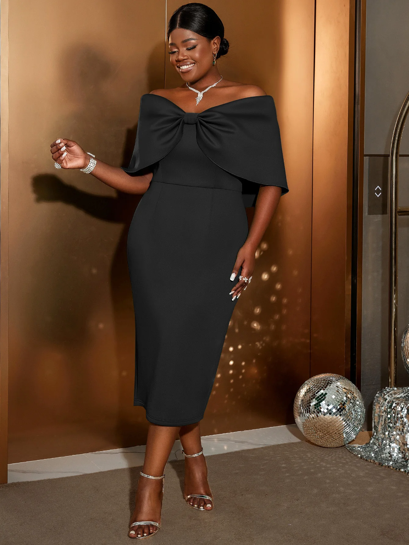 green emerald velvet dress Allegra K Business Elegant Funeral Dresses for Women's Boat Neck 3/4 Sleeve  Pleated Modest Midi Dress X-Small Black at Amazon Women's Clothing store main image 1