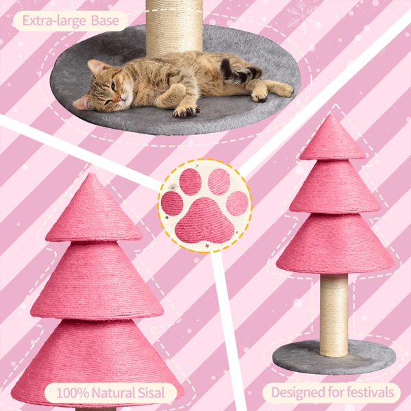 40*40*80CM 圣诞三层猫抓柱底部绒布 粉红色 小号猫爬架 宠物节日用品-9