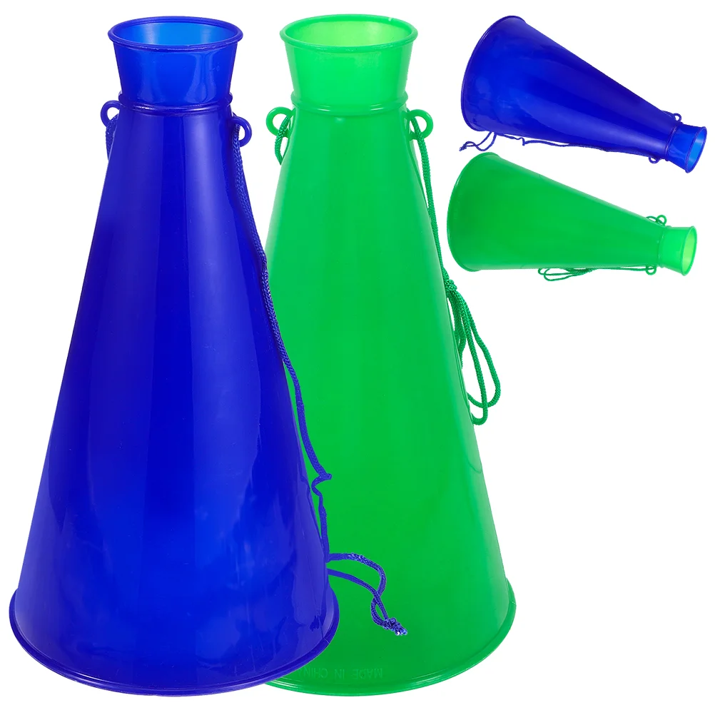 4 Pcs Cheering Horns 2 Green Portable Lightweight Plastic Megaphones Party Concert Atmosphere Props Event