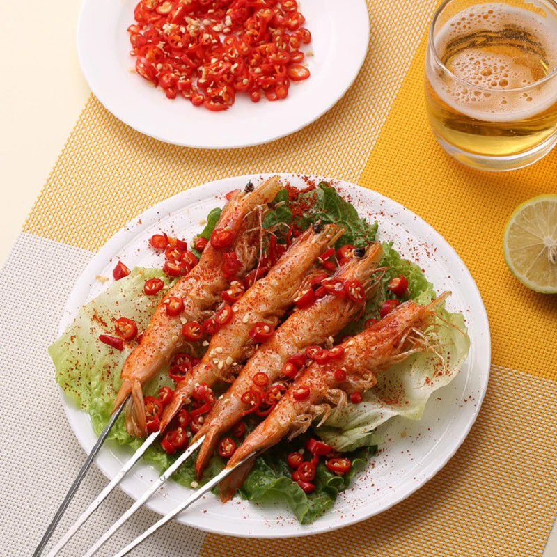 Stainless Steel Barbecue Skewer Reusable BBQ Skewers with Storage Tube BBQ Needle Stick for Outdoor Camping Picnic Flat Tool barbecue skewers