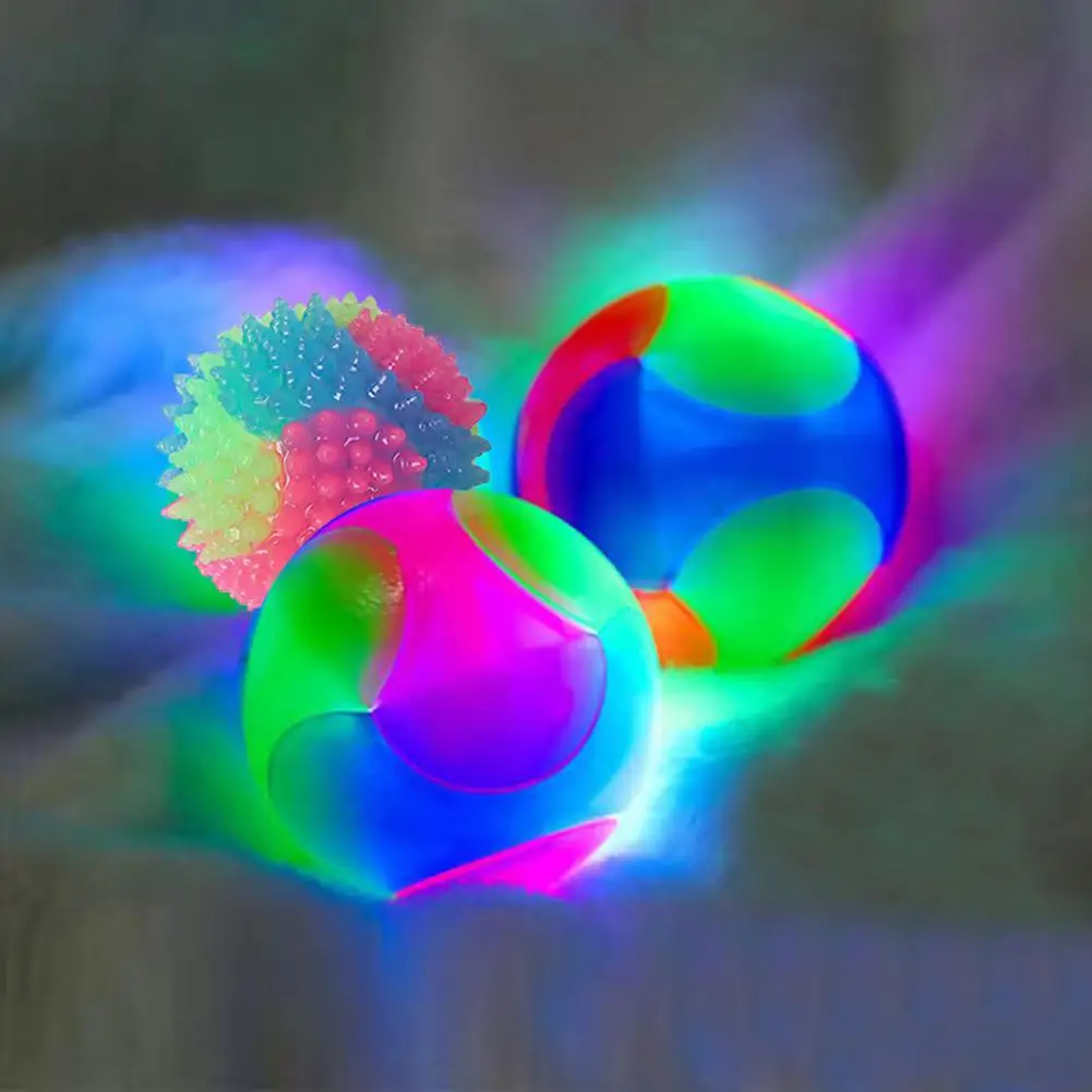 Pet Light Up Toy Ball Glowing LED Puppy Flashing Elastic Ball Toy Color Light TPR Ball Interactive Toys For Cats Small Dogs 6