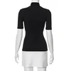 2025 New Spring Summer Turtleneck Half Sleeve Mini Dresses French Style Fashion Elegant Black And White Patchwork Bodycon Dress 6