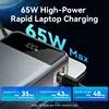 Vention 65W Portable Power Bank 20000mAh PD Fast Charging with Built-in USB Type-C Cable for Laptops iPhone 16 15 14 13 Pro Max 3