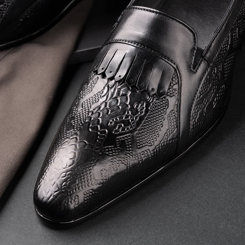 High Quality Fashion Loafers Dress Shoe Men Casual Leather Shoes Elegant Custom Mens Wedding Office Business Shoe Black Big Size