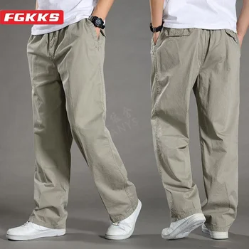 FGKKS 2024 Pantaloni Casual da Esterno per Gli Uomini di Colore Solido Tasca Grande Pantaloni Traspiranti di Design di Alta Qualità Pantaloni Casuali Caldi per Gli Uomini 1