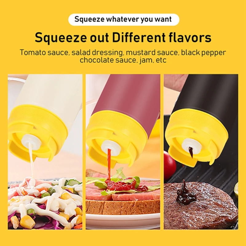Inverted Plastic Squeeze Bottles Plastic Squeeze Bottle 16Oz Refillable Tip Large Valve Dispenser Condiment For Sauces Ketchup