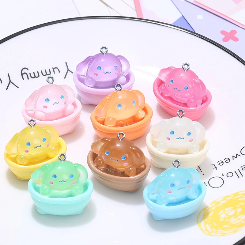 

10 шт. милые Люминесцентные Подвески из смолы в виде ванны, собаки для изготовления ювелирных изделий, серьги, брелоки, ожерелья, подвески, фурнитура «сделай сам»