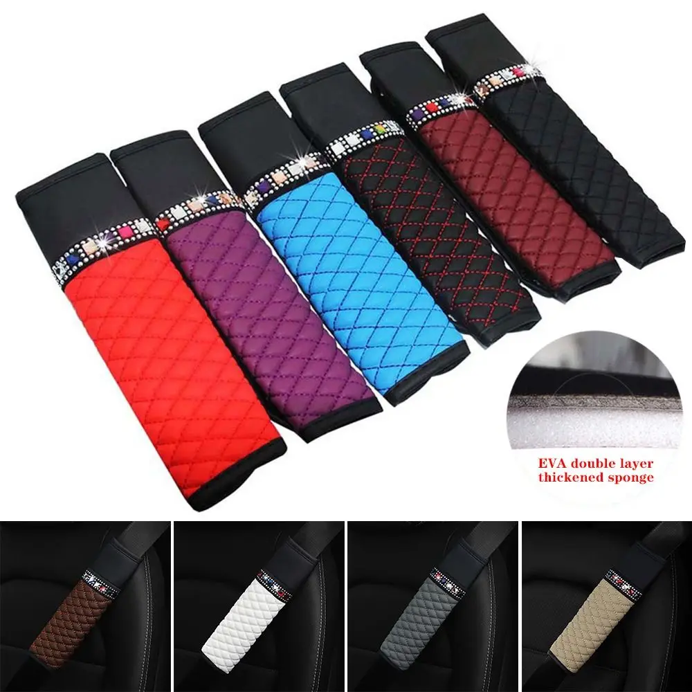 

Кожаная искусственная кожа, аксессуары для интерьера автомобиля, блестящий Плетеный плечевой ремень безопасности для автомобиля