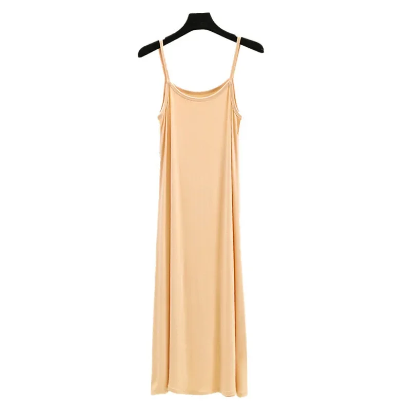 Modal Camisole Dress Women Summer Inner Wear Black White Loose plus Size Long Thin Underdress Casual Elegant Ankle-length - Image 5