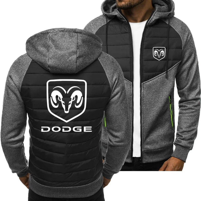 새로운 봄 가을 남성 패션 닷지 로고 후드 스포츠 캐주얼 스웨터, 가디건 지퍼 긴 소매 재킷