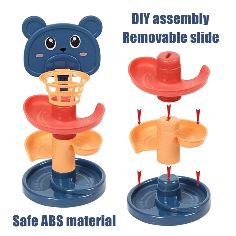 Baby Montessori Rolling Ball Pile Tower Toy Early Educational Sense Rotating Track Stacking Toy Baby Kid Development Toys Gifts
