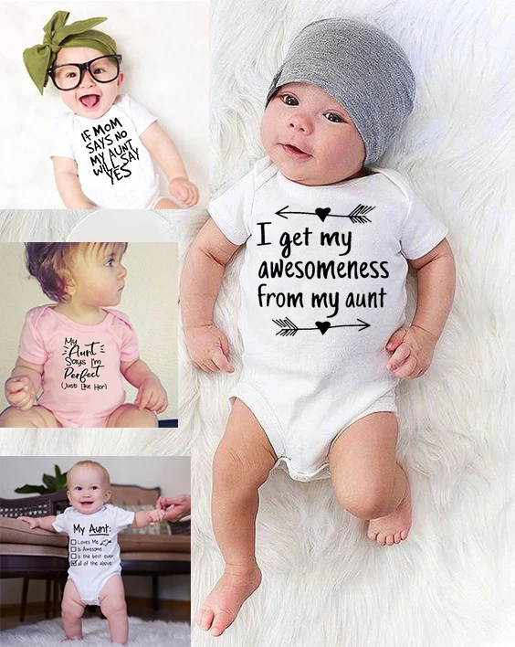 Baby Bodysuit Toddler Jumpsuit My Aunt Says I'm Perfect Letter Print Summer Newborn Bodysuits Funny Auntie Baby Clothes