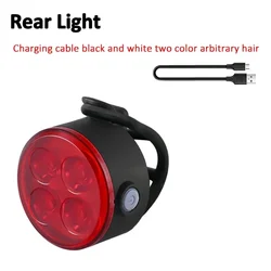 Rechargeable LED Bicycle Light Set - Durable Front and Rear Lamps for Enhanced Cycling Visibility (Round taillight -Red)