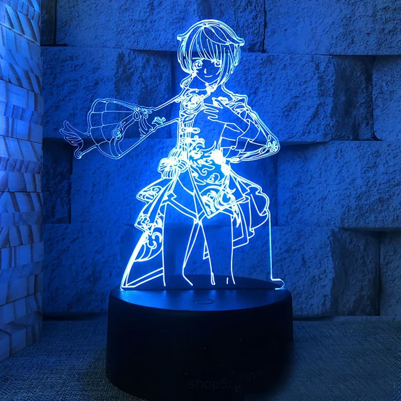 nursery night light Genshin Impact Account Yae Miko Kazuha Xiao Hu Tao Raiden Shogun 3d Led Lamp For Bedroom Manga Night Lights Anime Figure Luces star wars night light Night Lights