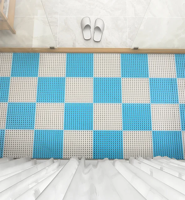 12Pcs Bathroom Non-Slip Mat Shower Home Bath Foot Mat Bathroom WC Stitching  Hollow PVC Water-Proof Mat Anti-Fall