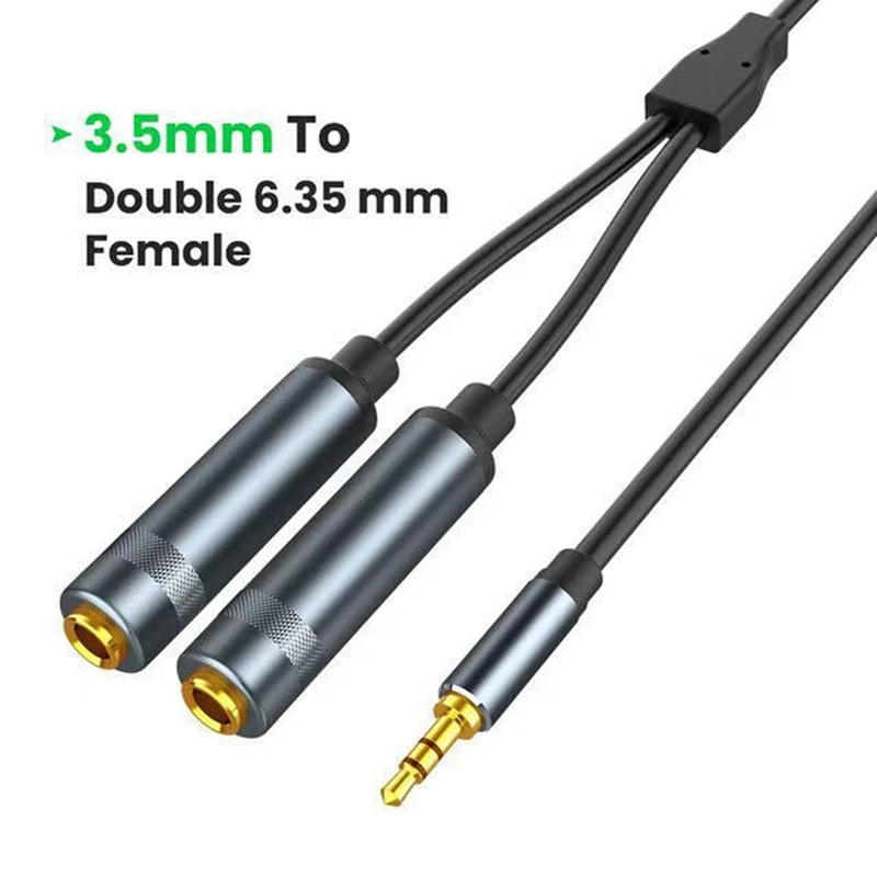 

3.5Mm To Dual 6.35Mm Audio Cable Adapter 3.5Mm 6.35Mm Jack Splitter Audio Cable For Computer Mixer Amplifier Speaker