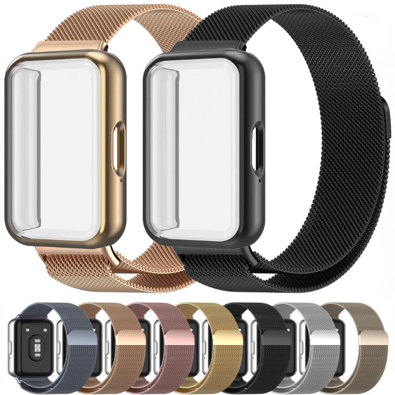 Milanese Loop Strap with Magnetic Wristband and Screen Protector Cover