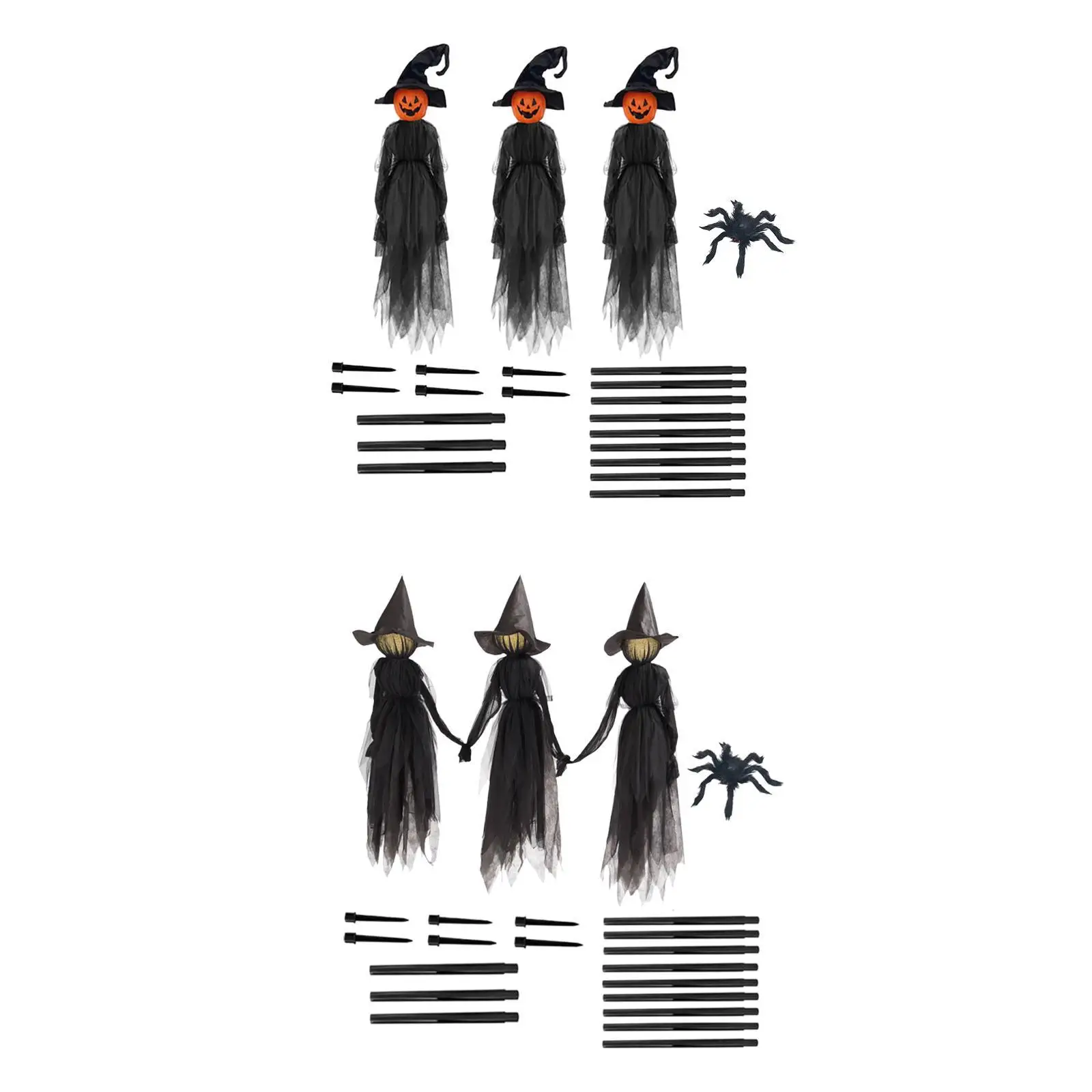 Ornaments with Stakes Set Light up Holding Hands Screaming Witches Halloween Witches for Home Outside Holidays Porch Garden